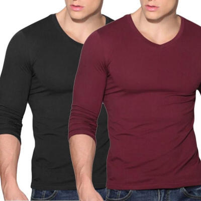 

Fashion Men&39s Slim Fit V Neck Long Sleeve Muscle Tee T-shirt Casual Tops Blouse