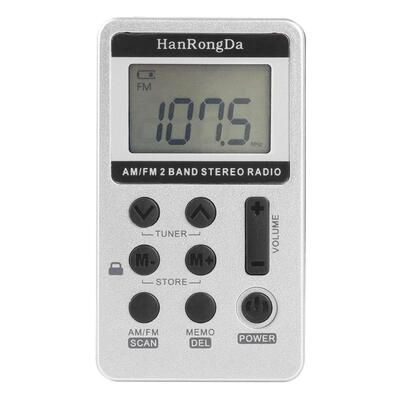 

HRD-103 Mini AM FM Radio Digital Display USB Interface wHeadphone Lanyard