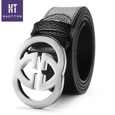 

New mens belt kraft button buckle fashion leather belt explosion section