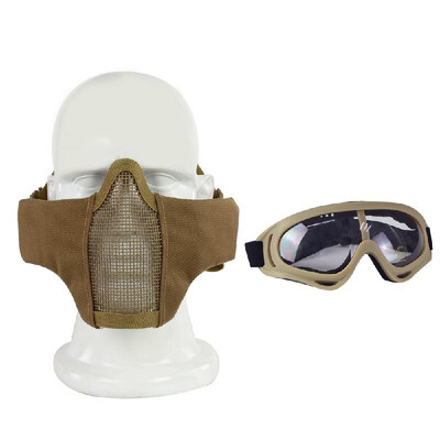 

Foldable Mesh Face Mask Goggles Set Protective Steel Half Face Mask with Goggles for Paintball Gaming Hunting Training CS Gaming