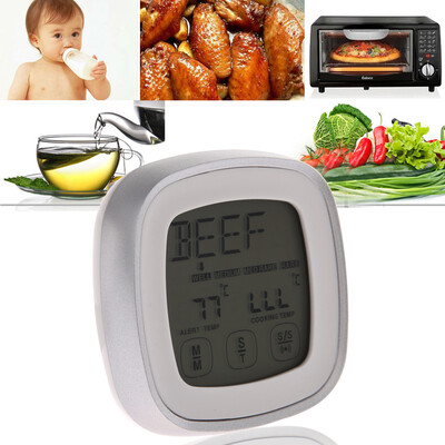 

LCD Touchscreen Barbecue Timer Food Cooking Thermometer Digital Probe Meat