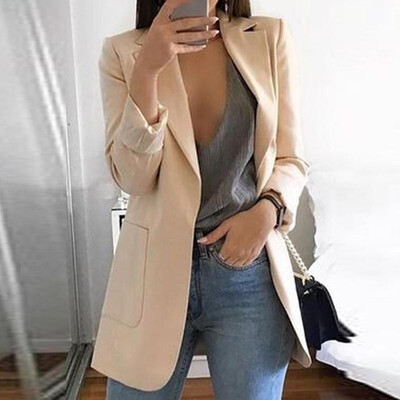 

Women Slim Casual Blazer Jacket Top Outwear Long Sleeve Career Formal Long Coat