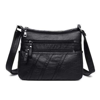 

Solid Color Shoulder Handbags Women PU Leather Small Zipper Crossbody Bags