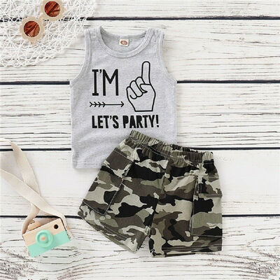 

Summer Newborn Kid Baby Boy Casual Clothes Vest Top Shorts Pants 2Pcs Outfits