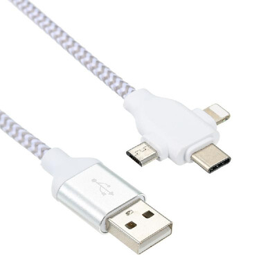 

3 in 1 Charging Cable Data Cable 24A with Micro USBType-cLighting for iPhone Xiaomi Huawei Samsung Nylon Braided Multiple USB F