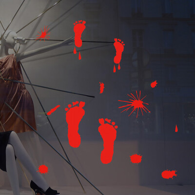 

〖Follure〗Bloody Footprints Floor Clings Halloween Vampire Zombie Party Decor Decals Stick