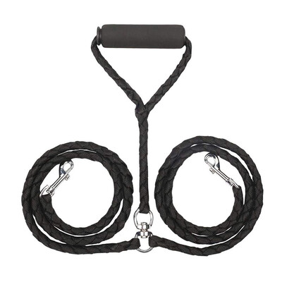 

140CM Hand-Made Double Dog Leashes For Two Dogs Braided Tangle Free Double Dog Leash Coupler For Training Two Dogs