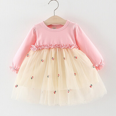 

Toddler Kids Baby Girls Embroideried Floral Tulle Patchwork Tutu Princess Dress