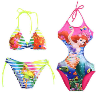 

US Stock Mermaid Kids Girl Halter Bikini Set Swimsuit Swimwear Swimming Costume