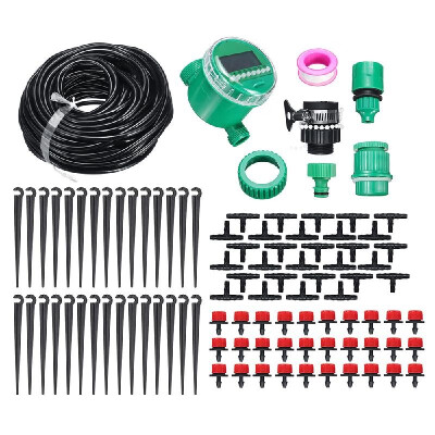 

Garden Patio Water Mister Air Misting Cooling Micro Irrigation System Sprinkler 25M&30 dripper-heads&Timer