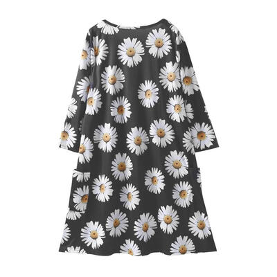 

Spring Family Matching Clothes Mother Daughter Kids Floral Print Dresses