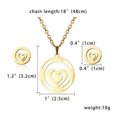 

Mothers Day Gift Jewelry Set Stainless Steel Mama Love Heart Mom Hollow Heart Flower Pendant Necklace Stud Earrings Set Gift