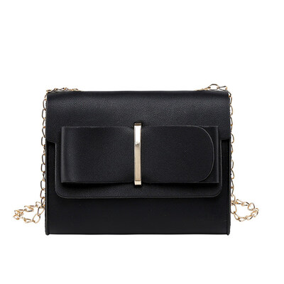 

Women Fashion Square Solid Color Chain Bowknot Shoulder Bag Crossbody Pouch