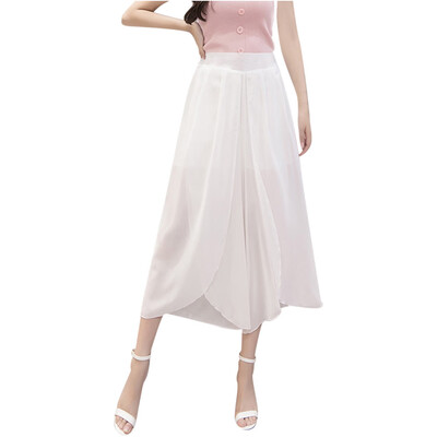 

Gobestart Fashion Womens Plus Size High Waist Loose Casual Pants Wide Leg Chiffon Trousers