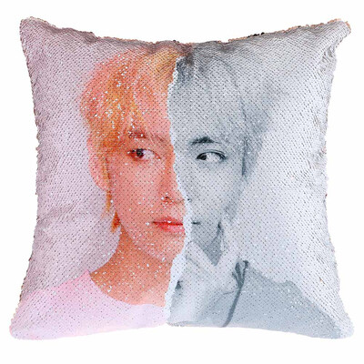 

Kpop BTS Magical Reversible Sequin Pillowcase Bangtan Boys Glitter Mermaid Sequin Square Throw Pillow Covers
