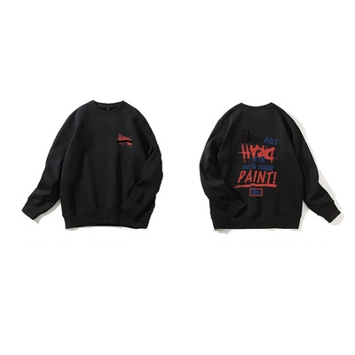 

New 2018 Women Casual Top Premium Pullover Black White Sweatshirt Letter Print