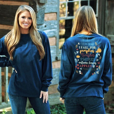 

Fashion Womens Long Sleeve Shirt Casual Blouse Loose Cotton Tops T Shirt Printed