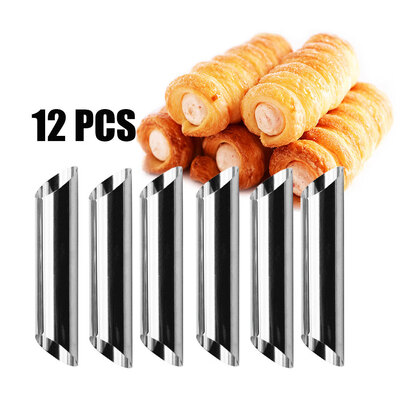 

12pcsset Stainless Steel Horn Mold Eco-friendly Tubes Pastry Tools Baking Mold