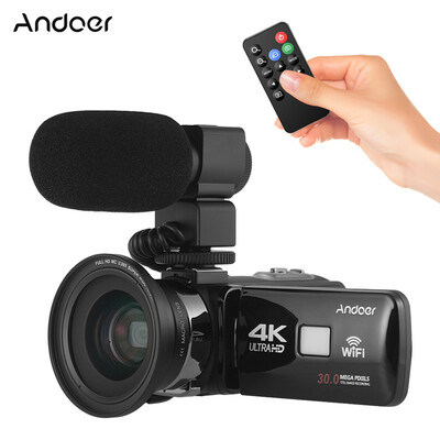 

Andoer 4K Ultra HD WiFi Digital Video Camera Camcorder DV Recorder 16X Zoom 30" LCD Touchscreen IR Night Vision with Hot Shoe Mou