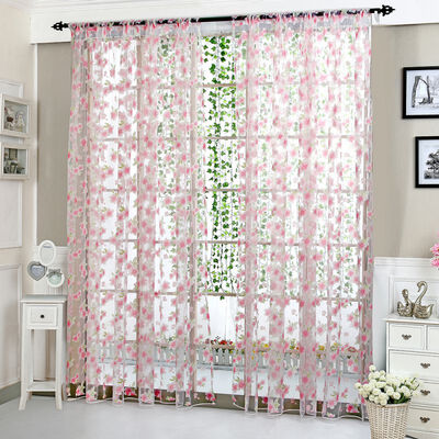 

Fashion Window Curtain Flower Print Divider Tulle Sunflower Pattern Voile Drape Panel Sheer Scarf Valances