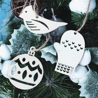 

〖Follure〗4pcs Wooden Pendant Christmas Decorations Childrens Home Decoration Gifts