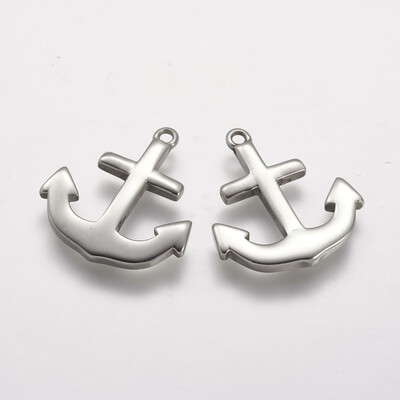 

304 Stainless Steel Pendants Anchor Stainless Steel Color 25x22x2mm Hole 15mm