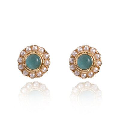 

New Hot Geometric Pearl Ball Opal Small Earrings For Women Jewelry Accessories