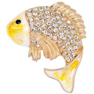 

Fashion Women Simple Alloy With Crystal Carp Brooch For Girls Womens Gifts