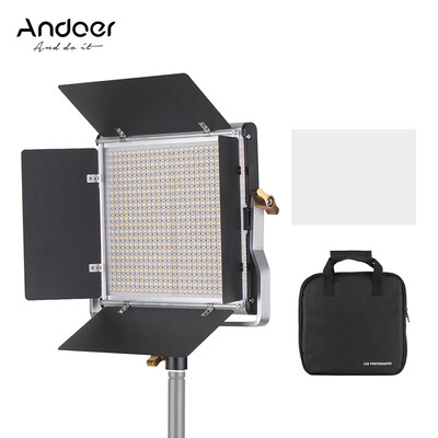 

Andoer Professional LED Video Light Dimmable 660 LED Bulbs Bi-Color Light Panel 3200-5600K CRI 85 with U Bracket & Barndoor Light