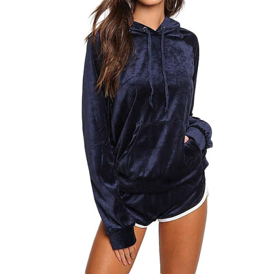 

Roseonmyhand Velvet Hoodies Women Fashion Tops Pullovers Tracksuits