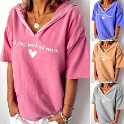 

Women Loose Short Sleeve Cotton Casual Blouse Shirt Tops Fashion Summer T-shirt