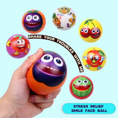 

Siaonvr 6Pcs Fruit Smile Face Anti Stress Relief Slow Rising Ball Hand Wrist Exercise