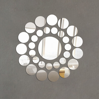 

Gobestart 31X Round Mirror Wall Sticker Acrylic Surface Decal Home Room DIY Art Decor BK