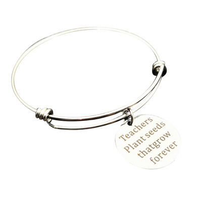 

Teacher Gifts Expandable Bangle Bracelets Stainless Steel Printed Words Bracelets Suitable for Teacher Gifts