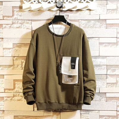 

Toponeto Mens Autumn Winter Casual Solid Color Pocket Long Sleeve Top Blouse Sweatshirt