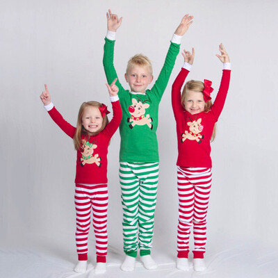 

Toddler Baby Brother&Sister Boy Tops Stripe Pants Christmas Sleepwear Set Cloth