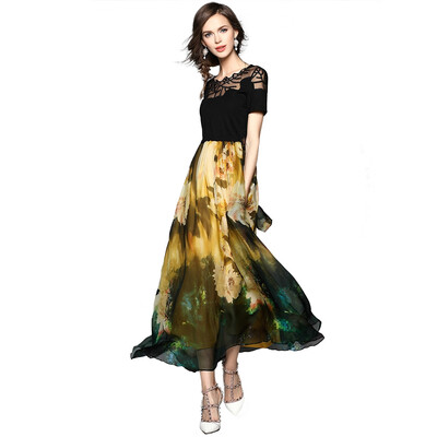 

Embroidered Floral Maxi Cocktail Party Dress