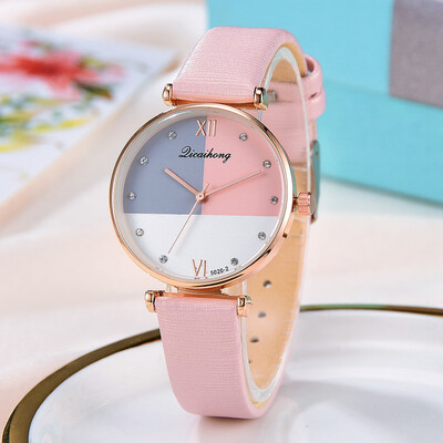 

RM Licaihong Fashion Simple Three Color Flat Dial Belt Quartz Female Watch