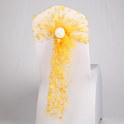 

Chair Sash Bow Elastic Chair Ribbon Back Tie Bands Flower for Wedding Party Ceremony Banquet