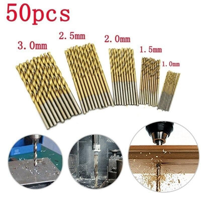 

50pcs HSS Plating Titanium Twist Drill Bit Set Metric System 10-30mm High Speed Steel Titanium Coated Twist Drills Bits Woodwork