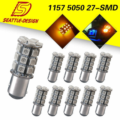 

10x AmberYellow 1157 BAY15D 27SMD 5050 Turn Signal Parking LED Light Bulbs 12V