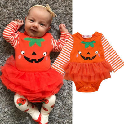 

Halloween Newborn Baby Girl Clothes Long Sleeve Romper Dress Overall Outfits Set