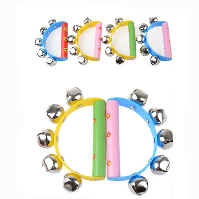 

〖Follure〗Baby Rainbow Musical Instrument Toy Wooden Jingle Ring Handbell Rattle