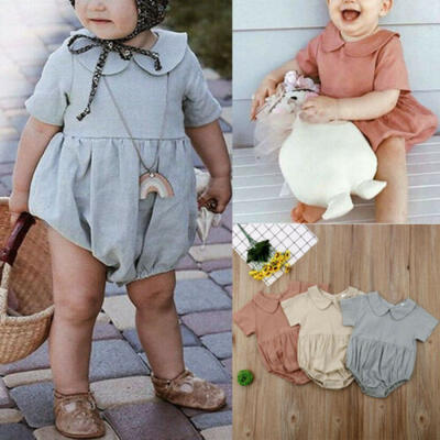 

Newborn Baby Girl Solid Romper Bodysuit Jumpsuit Playsuit Summer Clothes Outfit