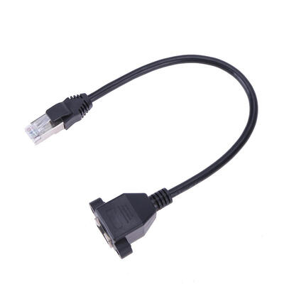 

30cm RJ45 Cable Male to Female Screw Panel Mount Network Extension Cable