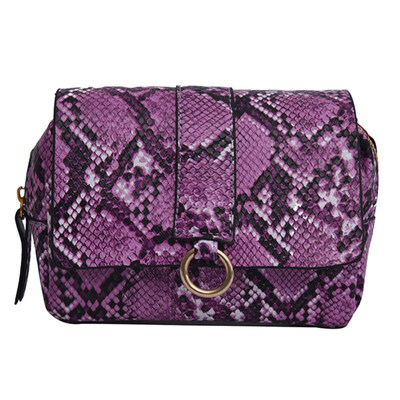 

Snakeskin Print Metal Ring Women Square Crossbody Chest Bag Waist Fanny Pack