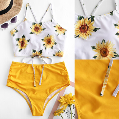 

Roseonmyhand Women Printing Bandage Bikini Set Brazilian Swimwear Beachwear Swimsuit