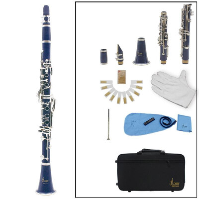 

Clarinet ABS 17 Key bB Flat Soprano Binocular Clarinet with Cleaning Cloth Gloves 10 Reeds Screwdriver Reed Case Woodwind Instrum