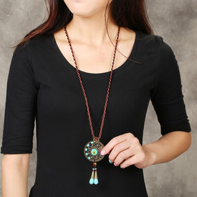 

National style necklace long sweater chain retro pendant wild Yunnan ornaments ladies decorative accessories