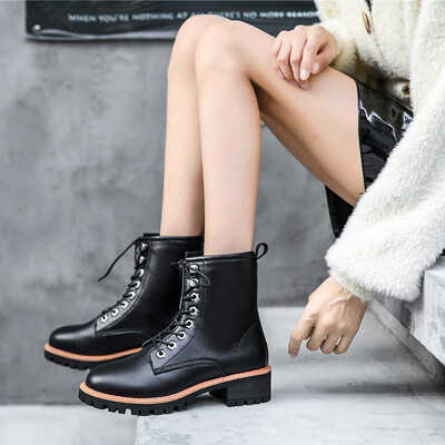 

Martin boots womens autumn&winter new England style thick with boots round head leather Ko